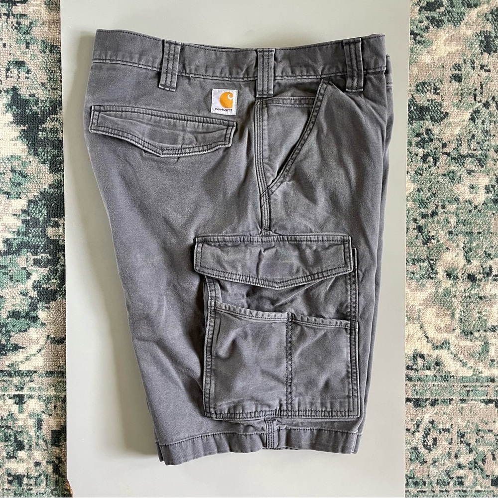 Carhartt Gray Cargo Work Utility Carpenter Shorts Sz 34 Pockets Hammer Loop